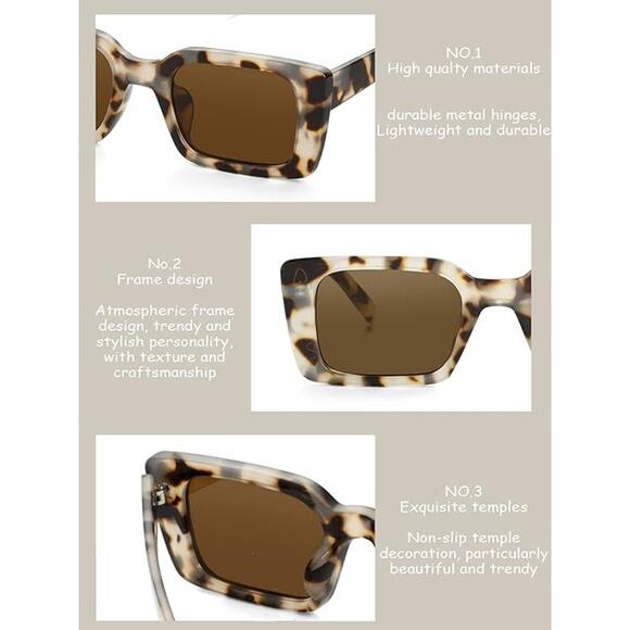 Vintage Rectangle Sunglasses Women Men Fashion UV Protection Retro Shades - Picture 4 of 6